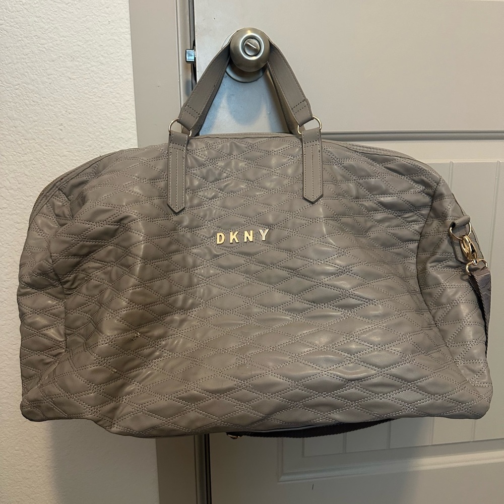 DKNY Quilted Taupe Duffel Bag